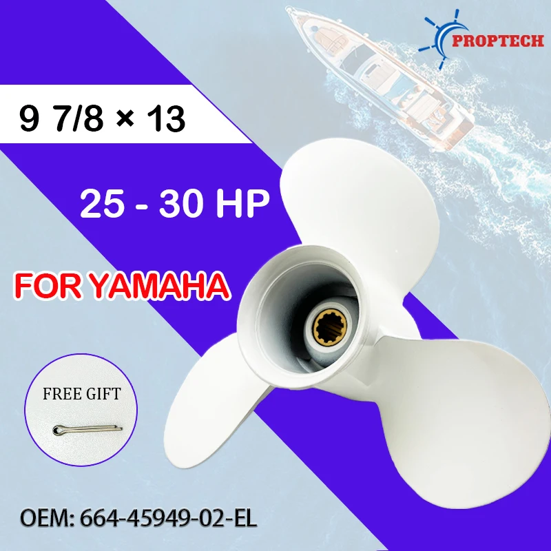 

Outboard Propeller For YAMAHA 20hp 25hp 30hp Boat Ship Motor Fit 9 7/8*13 inch Aluminum Screw 3 Blade 10 Spline Marine Part