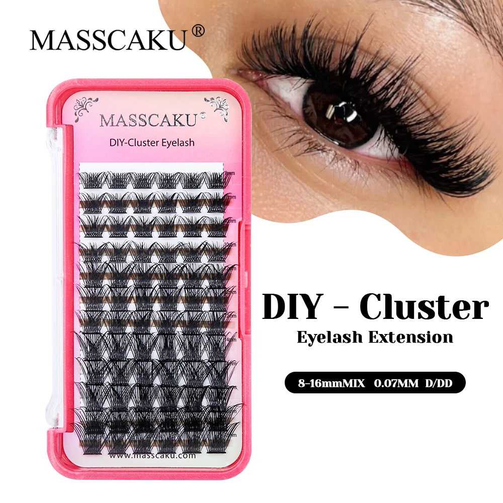 Maßgeschneiderte Private Label 3D-Effekt Wispy DIY Cluster Wimpern 0,07 mm Dicke segmentierte Wimpern mit mehreren Texturen von MASSCAKU