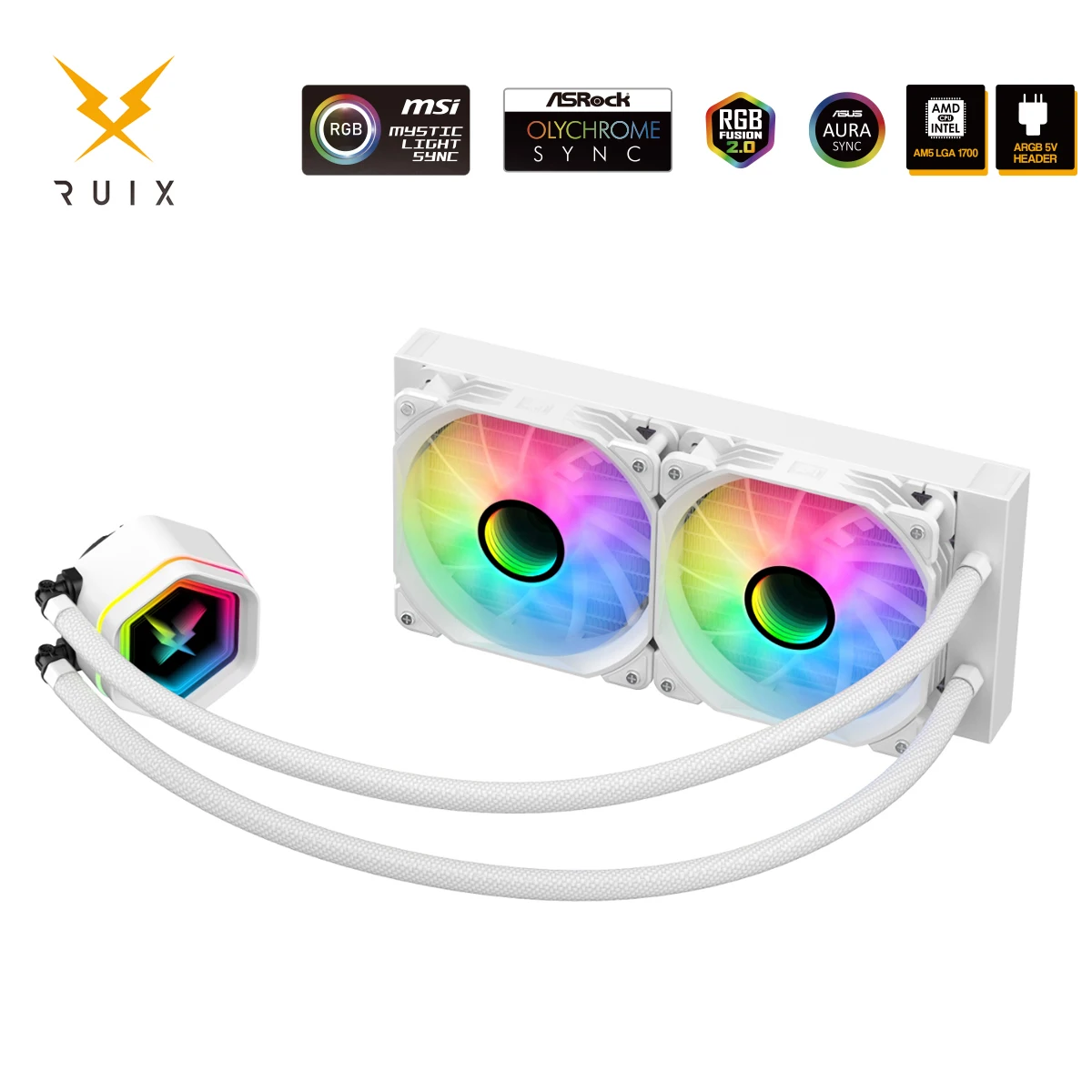 

Ruix NC240 PC Water Cooling CPU Cooling 240mm 5V3Pin ARGB PWM Cooling Fans Liquid Cooler Radiator For AM4 AM5 LGA 1700 115