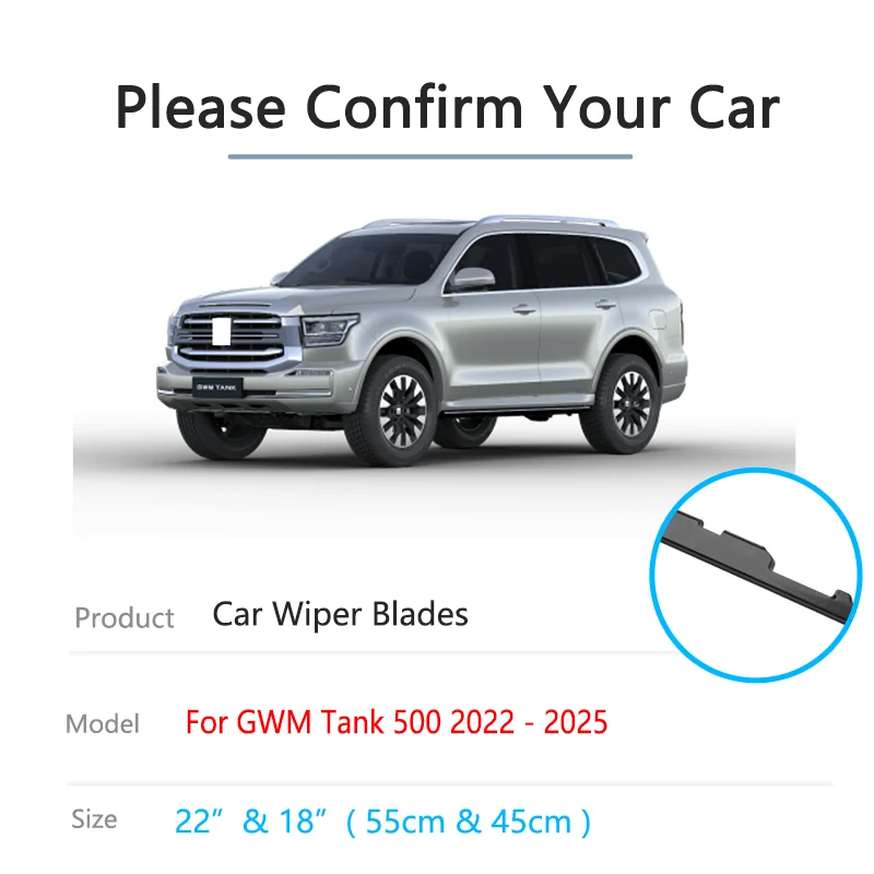 For GWM Tank 500 P03 2022 2023 2024 2025 Front Rear Wipers Blades Brushes Cleaning Window Windshield Windscreen Auto Accessories