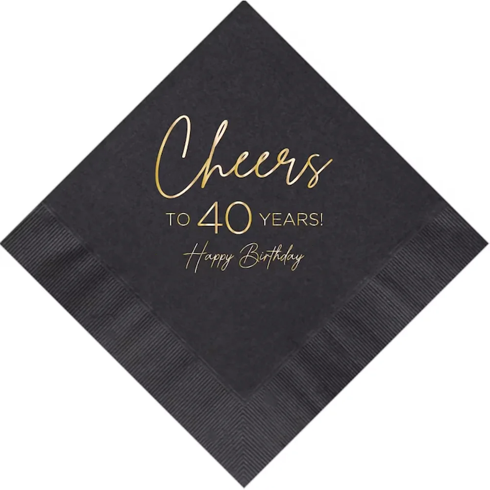 20 Stück Cocktail-Servietten „Cheers To 40 Years“, Vintage 1986, Getränke-Servietten für Mittagessen und Abendessen, elegante Dekorationen für die 40. Geburtstagsfeier – Detail 2