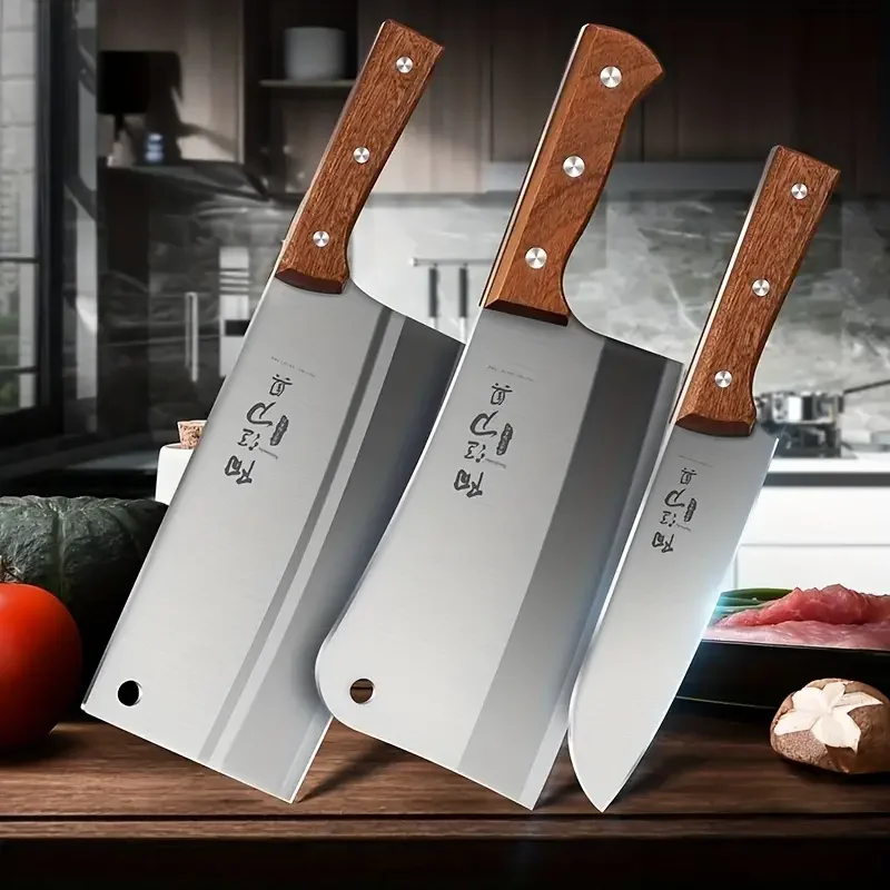 3 piece Premium stainless steel knife set - easy meat, bone and precise cuts - ideal for home cooks and professional kitchens