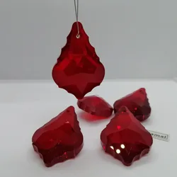 Camal 5PCS 38mm Red K9 Maple Leaf Crystal Glass Prisms Pendant Drop SunCatcher Lamp Lighting Chandelier Part Hanging Decor