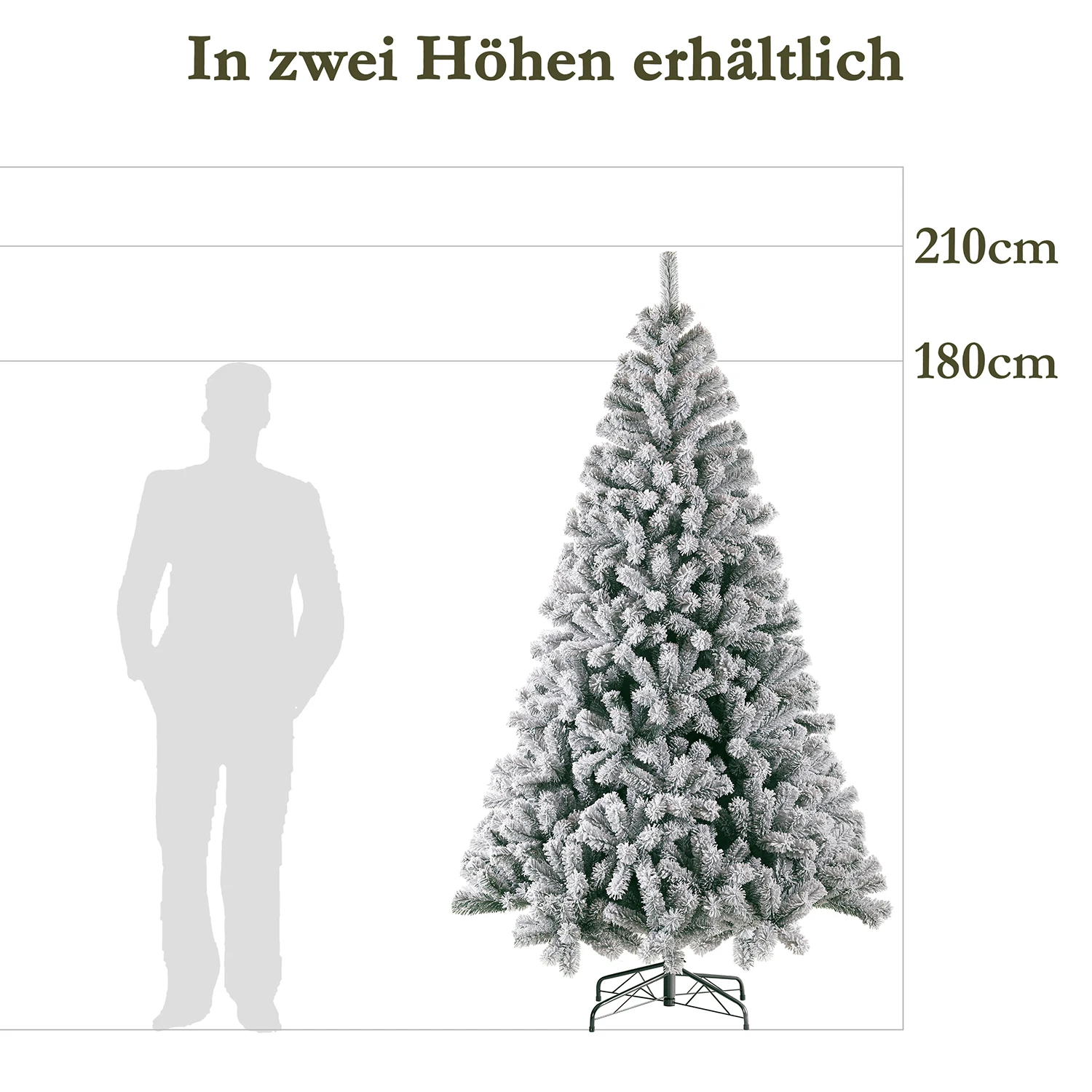 180/210 cm weißer Schnee, künstlicher Weihnachtsbaum aus PVC mit Metallständer, 1006/1298 Spitzen, faltbarer Baum und Party-Dekoration für drinnen und draußen – Detail 7