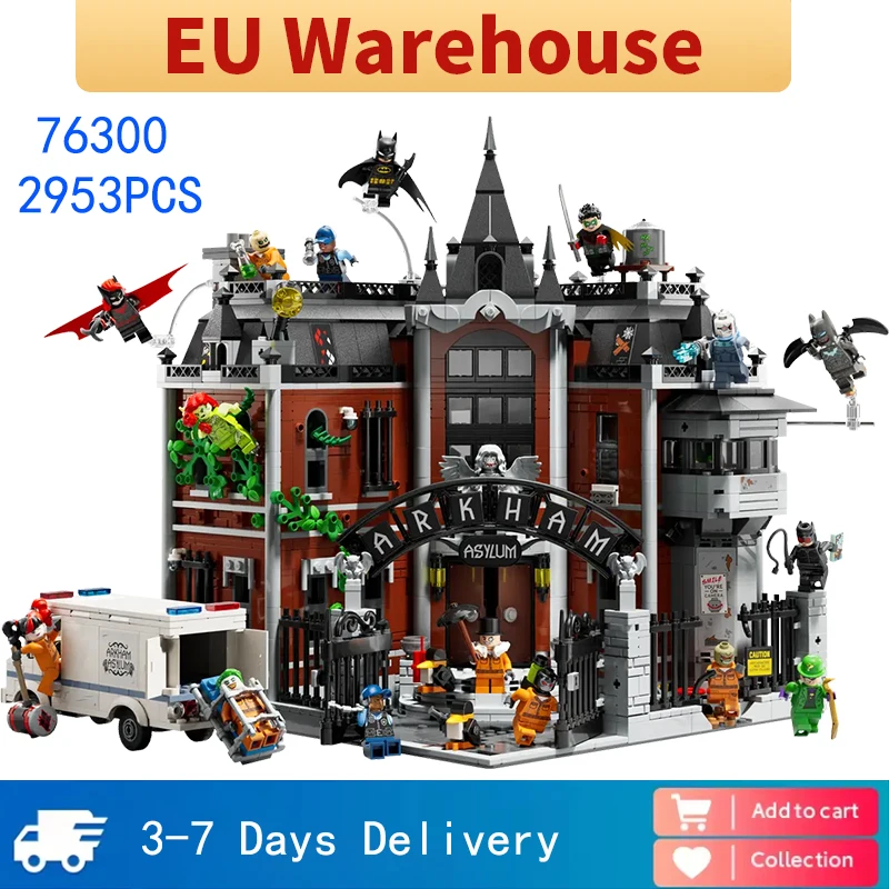 2953 pièces de blocs de construction Arkham Asylum, jouets en briques pour adultes, cadeau de Noël ou d'anniversaire, compatibles avec le set 76300