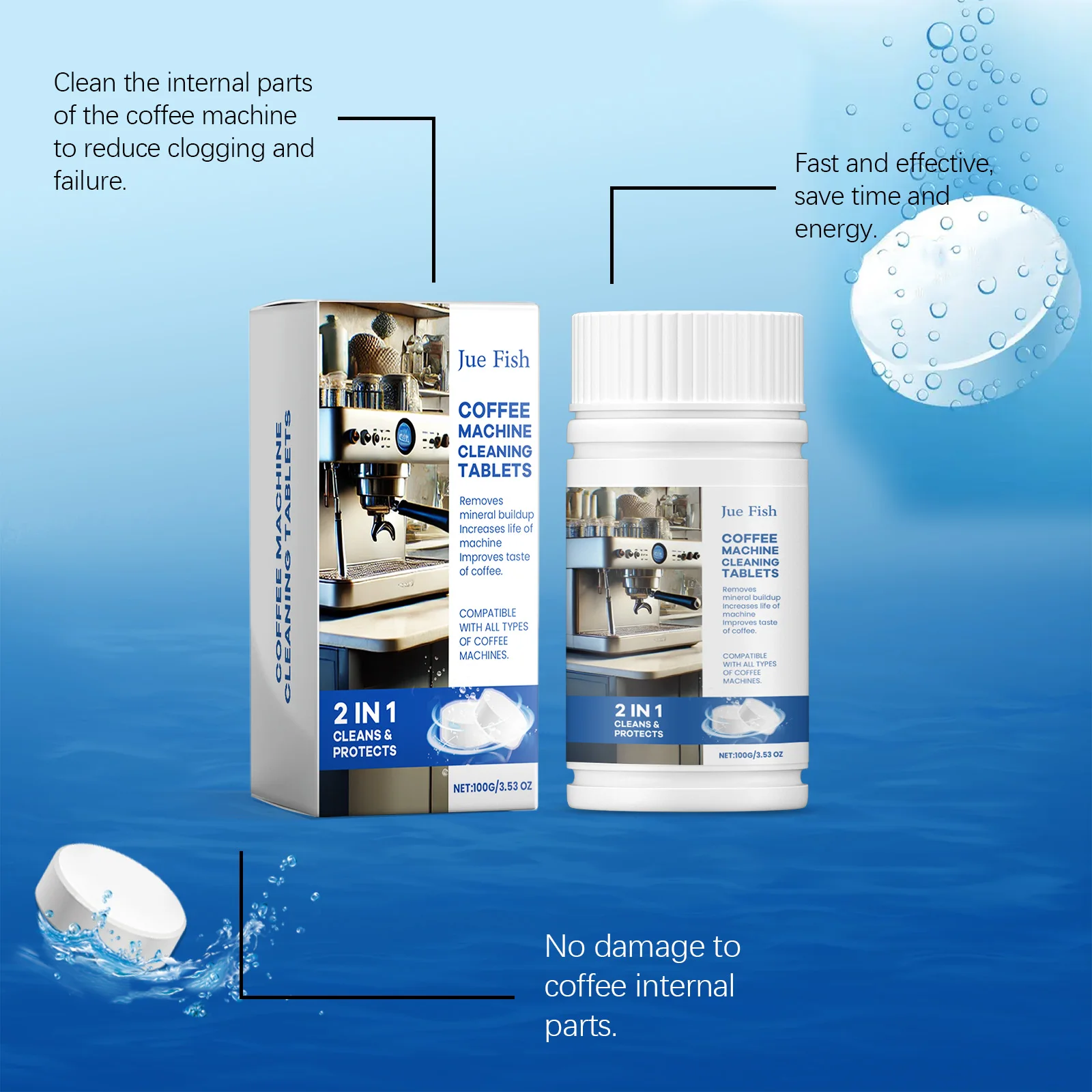 Jue Fish Coffee Machine Cleaning Tablets Deep Clean The Coffee Machine  Fast Shipping And Remove Powerfully Coffee Machine Stain