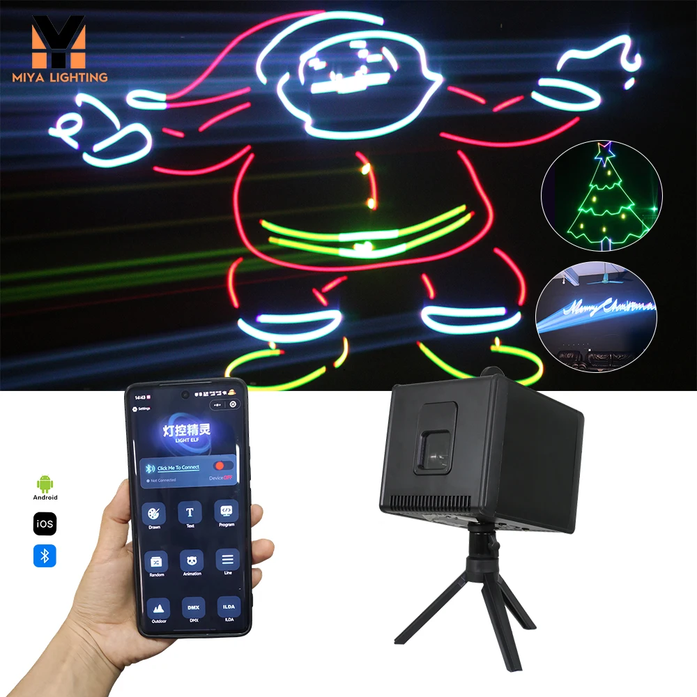 Рождественский мини-M7 4W RGB APP ILDA DMX многофункциональный лазерный проектор вечерние светильник DJ Disco Bar Club Свадебный праздник лазерные огни