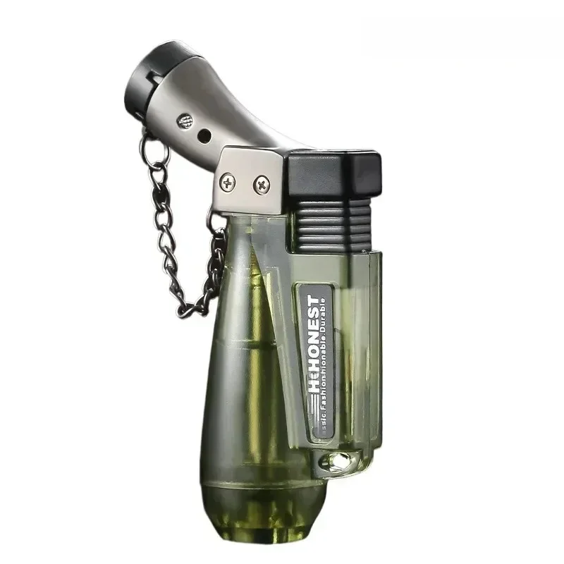 Baicheng Stone Wolf No.2 Transparent bleu flamme Direct Jet briquet Moxibustion Cigarette coupe-vent courbure petit pistolet de pulvérisation