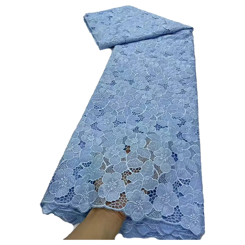 

Solid color Water soluble cord floral Embroidery Pink lace fabric 5 yards high quality 2025 tulle for sewing evening dress women