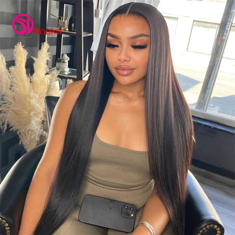 30 38 inch Straight Human Hair Wig Glueless 4x4 Transparent Lace Front Hair Wigs 5x5 Lace Closure Wig For Women