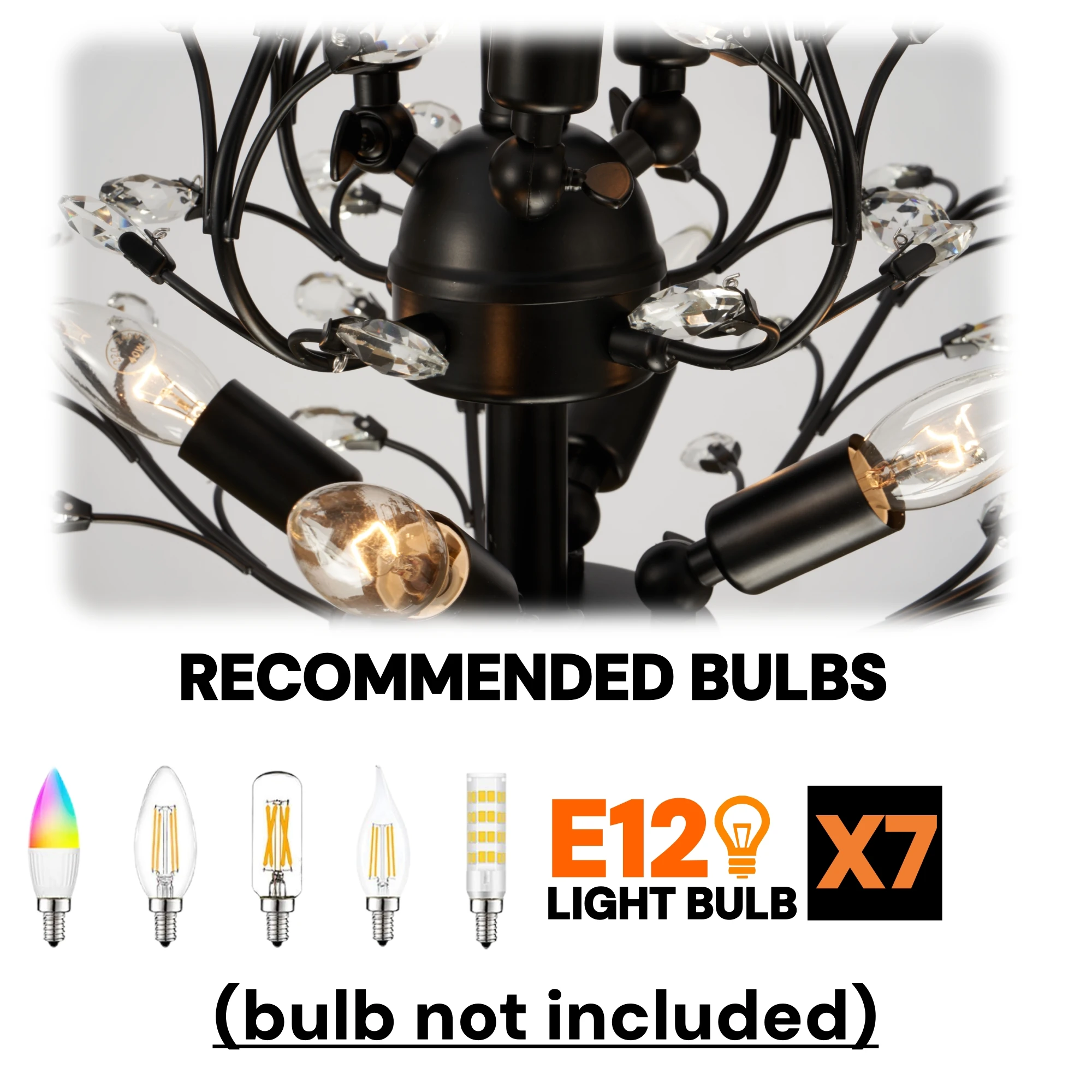 ثريا كريستال نباتية حديثة مقاس 30 بوصة مع 7 مصابيح، مناسبة لغرف النوم وغرف المعيشة.