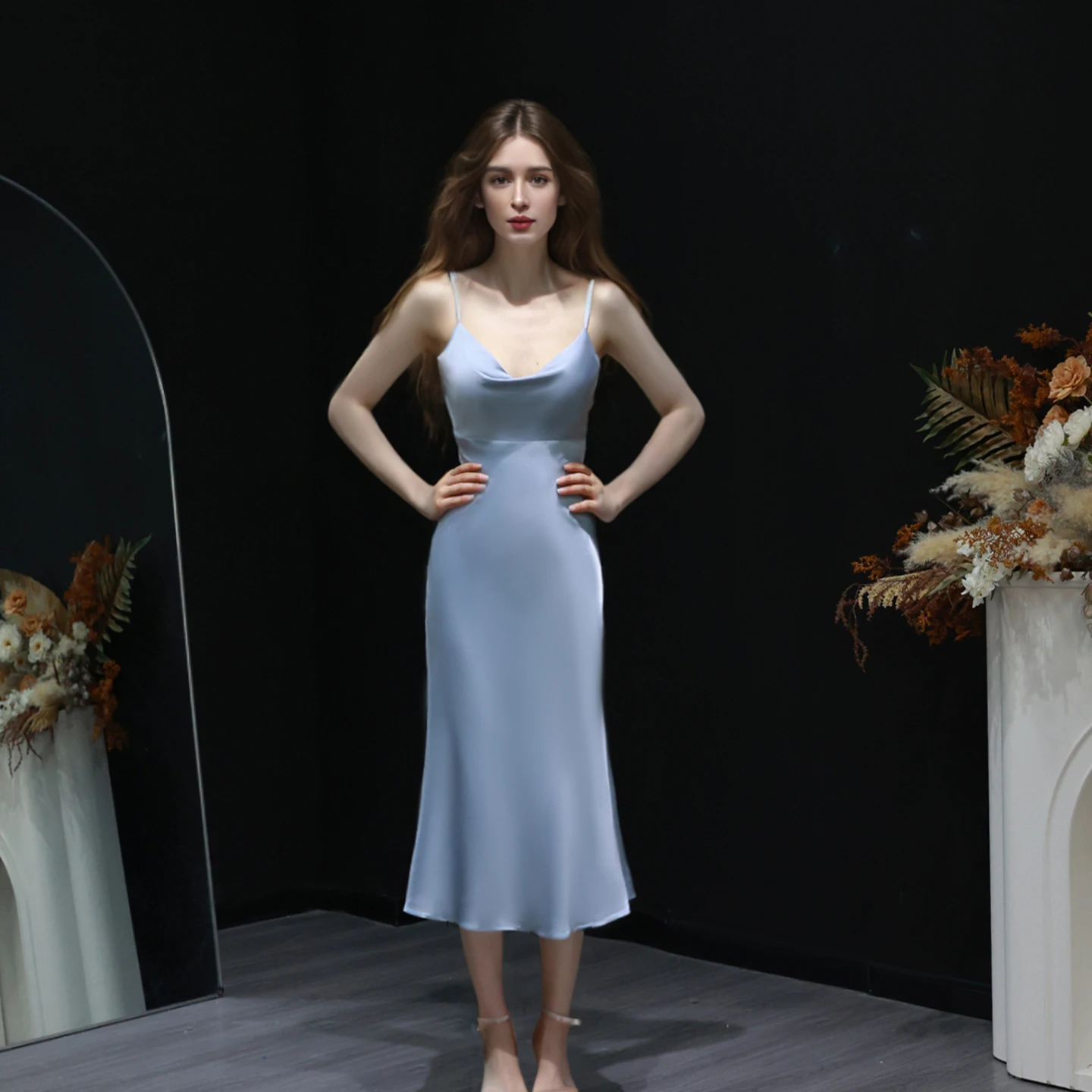 Sharon disse 2025 azul querida cinta de espaguete vestido de dama de honra simples na altura do joelho feminino vestidos de convidados de casamento bs280 personalizado