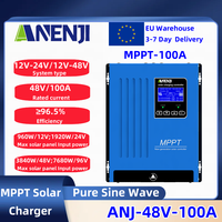 ANENJI MPPT 100A Solar Charge Controller Max PV 180VDC 12V 24V 36V 48V Auto Solar Panel Regulator Charging Controller With LCD