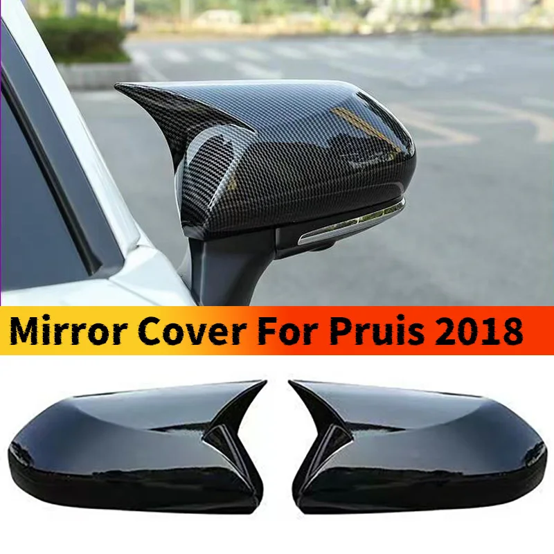 2pcs Side RearView Mirror Cover Caps Trim Gloss Black Carbon Fiber For Prius  accessories 2017-2021 car Exterior Stickers