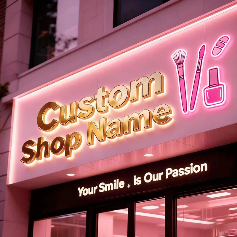 

Изготовленный на заказ бизнес-вывеска 3D светодиодный металлический буквенный знак Открытый магазин Вывеска для салона красоты Знак логотипа фирменной вывески для вывески для бизнеса