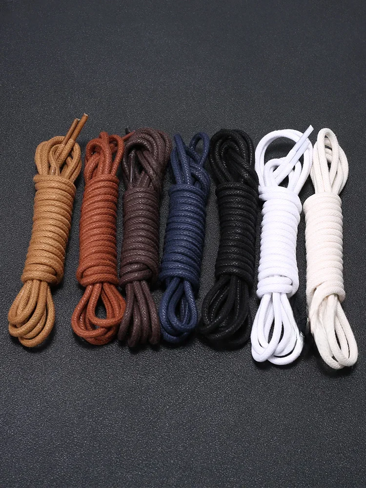 Corde à Lacet Circulaire en Coton Pur, Diamètre 3mm, Adaptée aux Chaussures en Cuir, Décontractées, 60/80/100/120/140/160cm