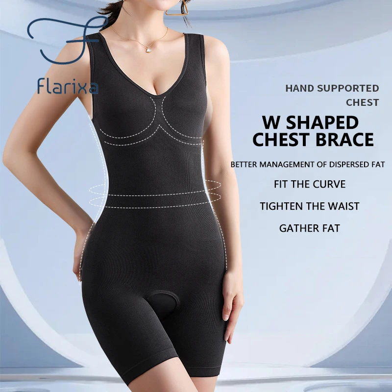 Flarixa Plus Size Butt Lifter Body Shaper Women\'s Bodysuit Open Crotch Tummy Control Shapewear Seamless Slimming Underwear 5XL