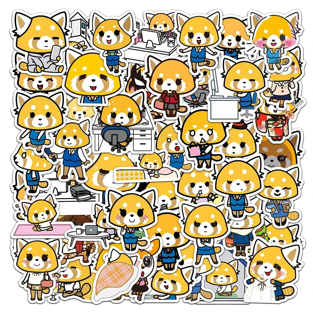 AliExpress MINISO 10/30/50pcs Funny Sanrio Aggretsuko Graffiti Stickers Cute Catoon Sticker DIY Phone Case Bike Car