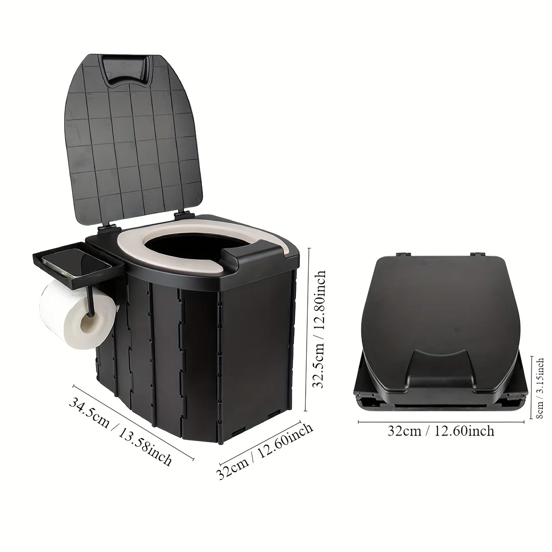 Inodoro plegable para exteriores, inodoro portátil antiolor, caja de almacenamiento, autoconducción, viaje, emergencia