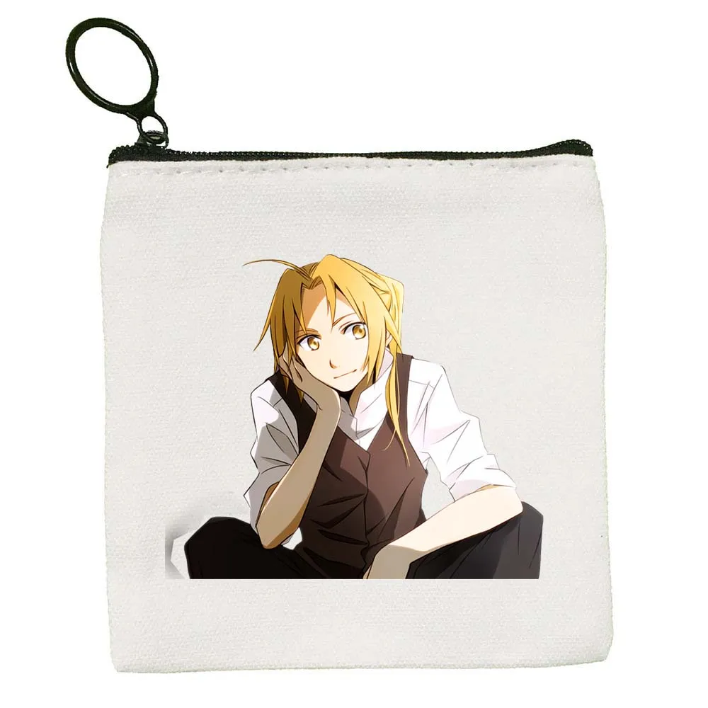 

Anime Fullmetal Alchemist Edward Elric Fashion Coin Purse Zipper Wallet Canvas Key Bag Small Money Pocket Cute Kids Wallet Gift