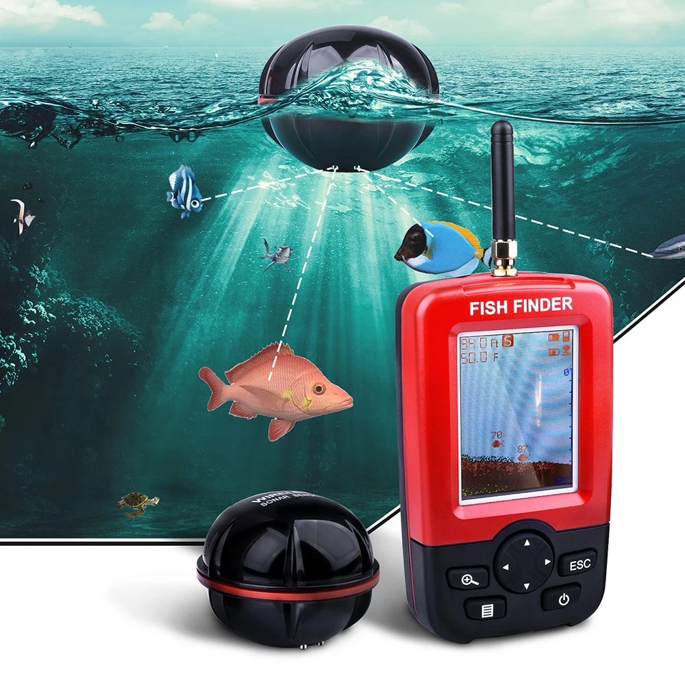 Rechargeable Wireless Sonar for Fishing 45M Water Depth Echo Sounder Fishing Finder Portable Fish Finder Echo Sounder