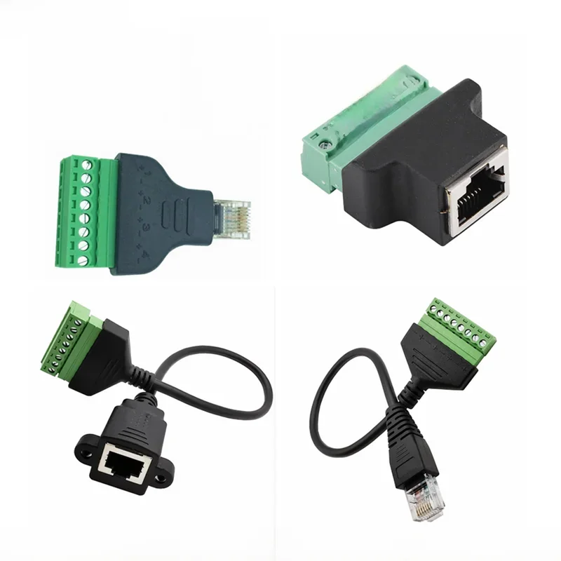 Rj45 do zacisku śrubowego 8-pinowe złącze Ethernet rj45 męskie żeńskie do 8-pinowego zacisku śrubowego Adapter sieciowy do CCTV DVR — zdjęcie produktu 7