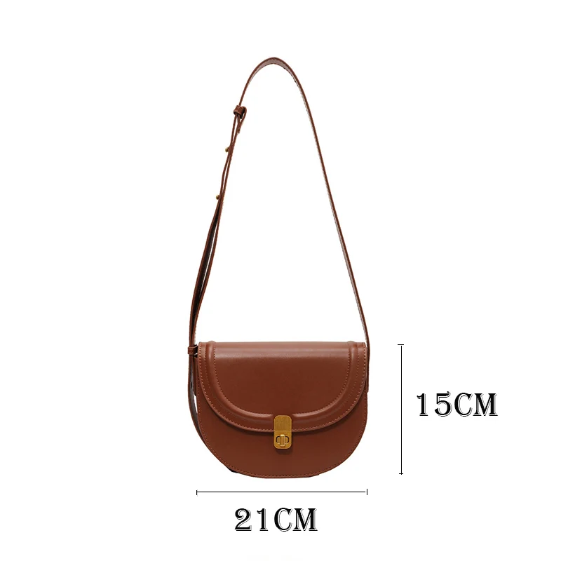 Womens Classy Solid Color Pu Leather Flap Bag Female Vintage Saddle Satchel Flap Crossbody Purse Bag