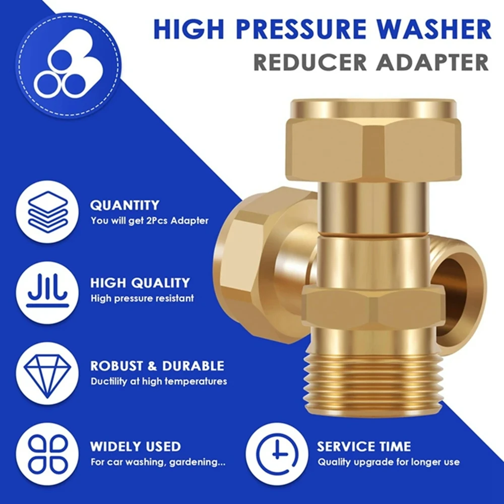 Pressure Washer Swivel Joint Hose Adapter Kink-Free Gun and Hose Connection Metric Anti-Twist M22 14 mm Connection 3000 psi