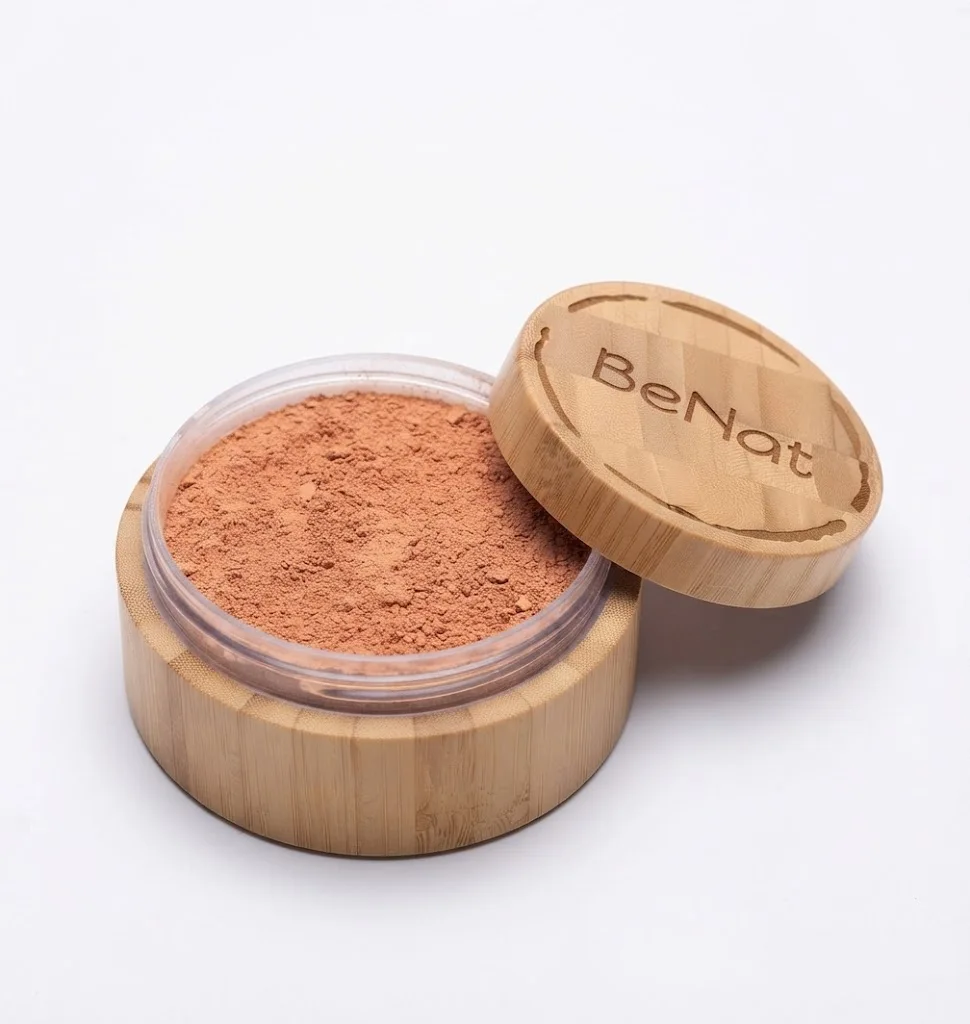 BeNat All-Natural Vegan Bronzer Loose Powder in Refillable Bamboo Jar – Handcrafted Face Shimmer Sun-Kissed Glow Bronzing Powder for All Skin Tones