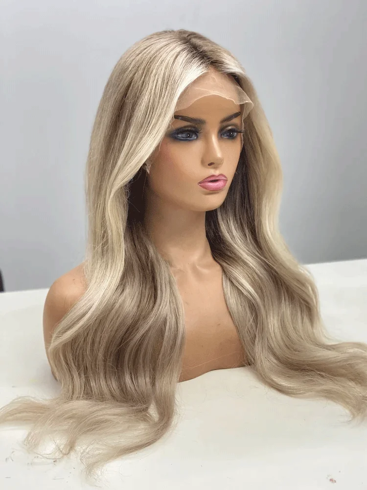 Parrucche piene del merletto bionda balayage Parrucca di capelli sintetici parrucche personalizzate parrucche anteriori in pizzo biondo Cosplay per le donne parrucche del merletto parrucche senza colla