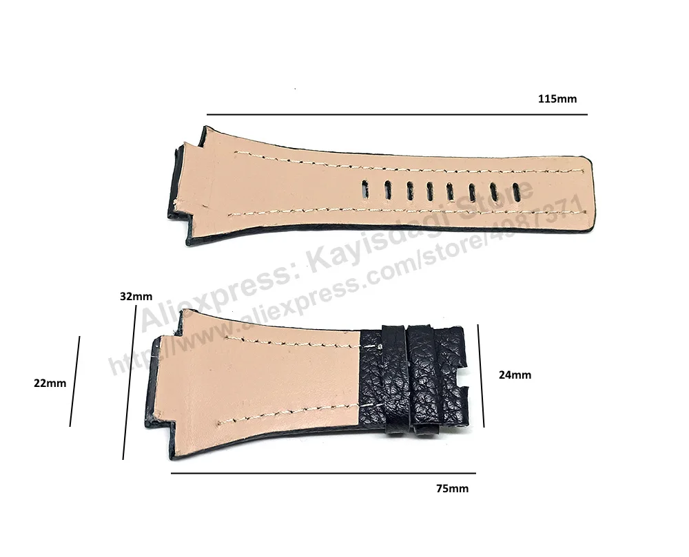 Diesel DZ4172 Fits with 22mm Handmade Black Genuine Leather Replacement Watch Band Strap