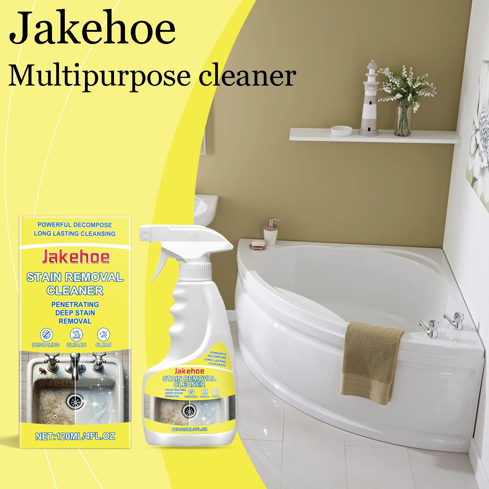 

Jakehoe Multipurpose Cleaner Quick Remove Stains Clean Mildew Spots Prevent Mold Growth Degreasing Household Stain Removal Spray