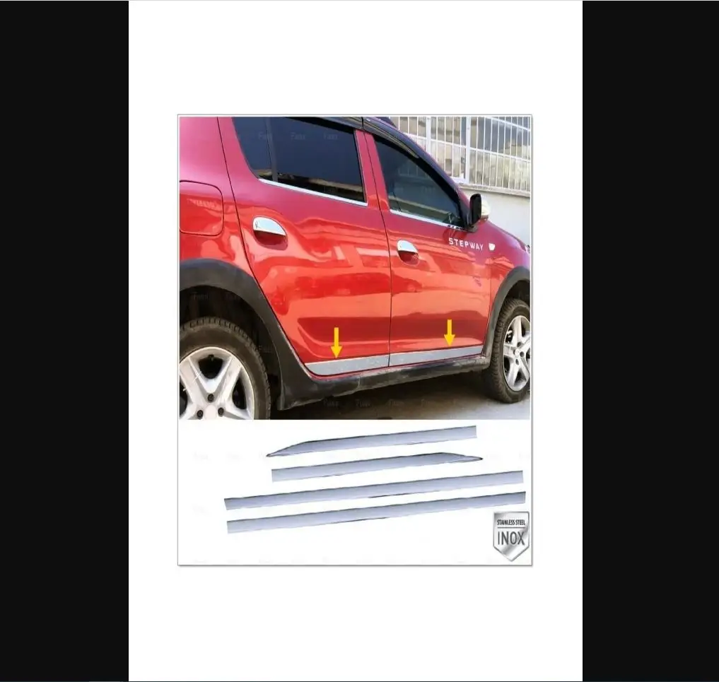 For Dacia Sandero Stepway Chrome Side Door Trim 4 Door 2012 To 2020 Models Stainless Steel - Auto Styling Spoiler Diffuser Car