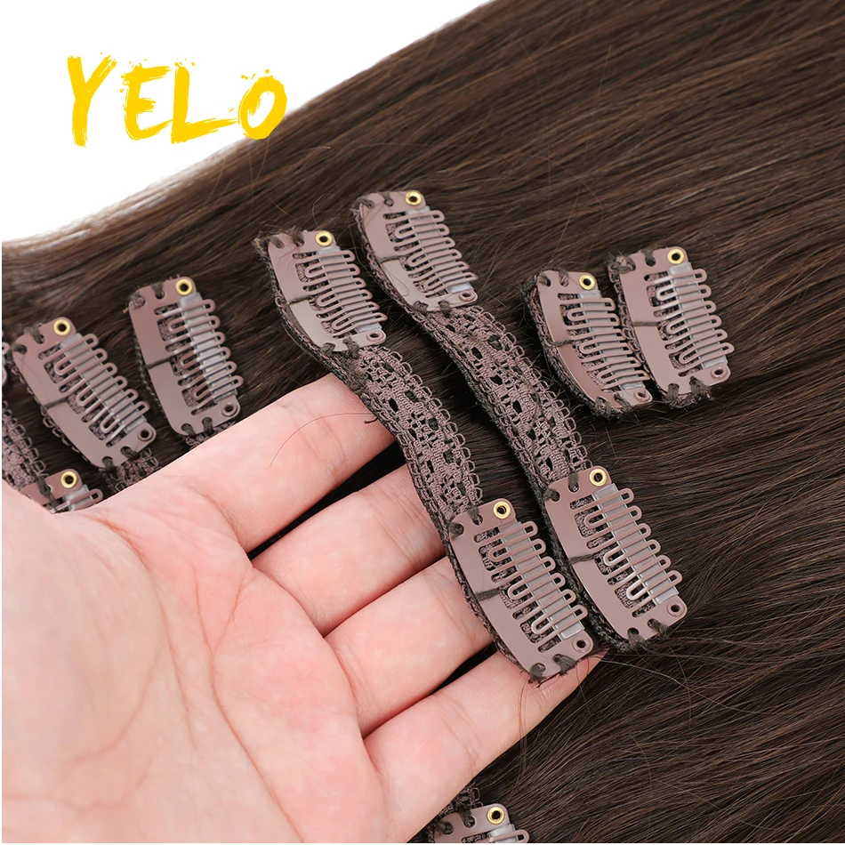 Straight Clip In Hair Extensions Human Hair Natural Color Full Head 7Pcs Clip Ins Hair Brazilian Double Weft Remy Human Hair