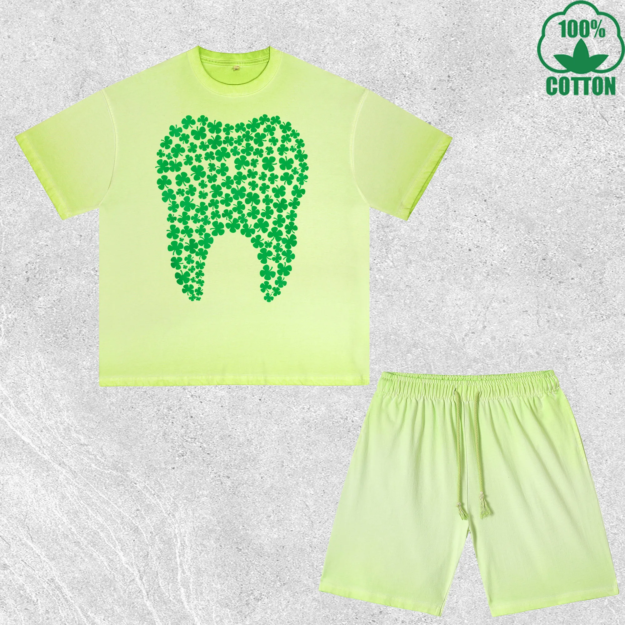 

Комплект из футболки и шорт с принтом Saint Patrick, эффект потертости, разноцветный, свободный крой, модный, 100% хлопок, выгодный набор