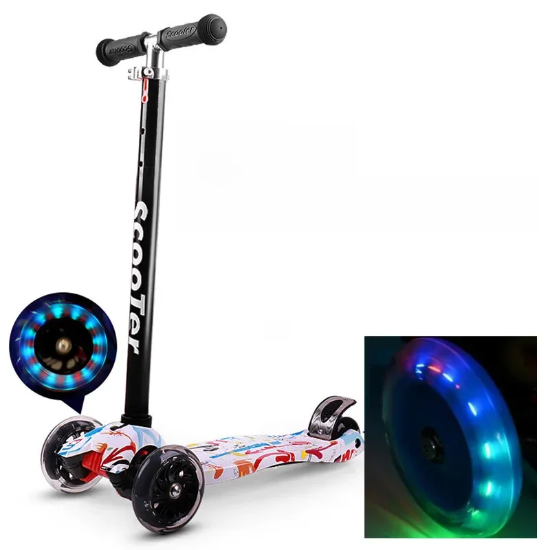 80mm 90mm 100mm 110mm 120mm enfants roue de Scooter LED Flash PU pneu enfants coup de pied Scooter torsion voiture avant roue arrière ABEC7 2 pièces