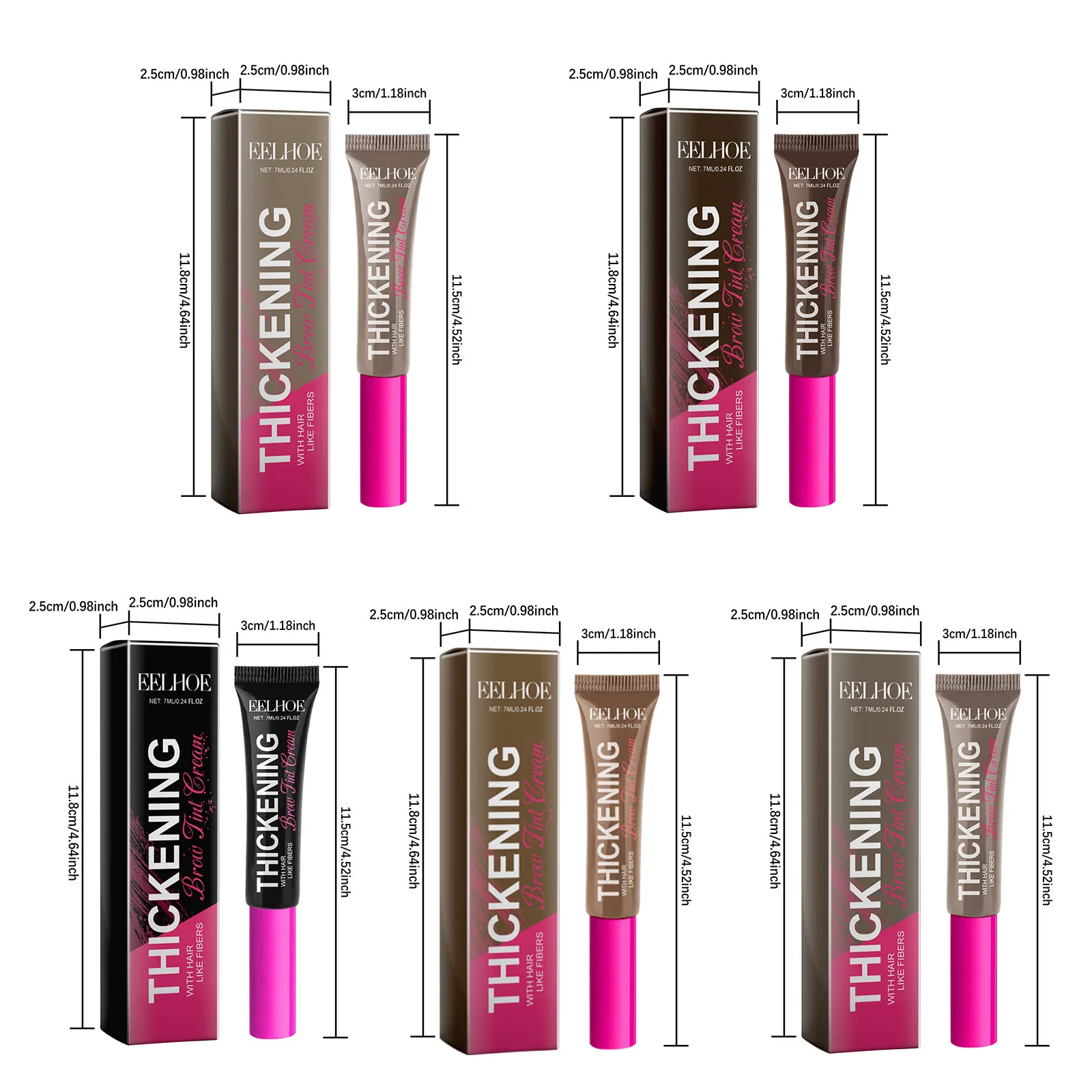 Eelhoe 7 مللي صبغ الحاجب تينت كريم سلسلة 5 ألوان مقاوم للماء العين الحاجب التصميم سريعة الجافة ماكياج العين الحواجب اللوحة كريم