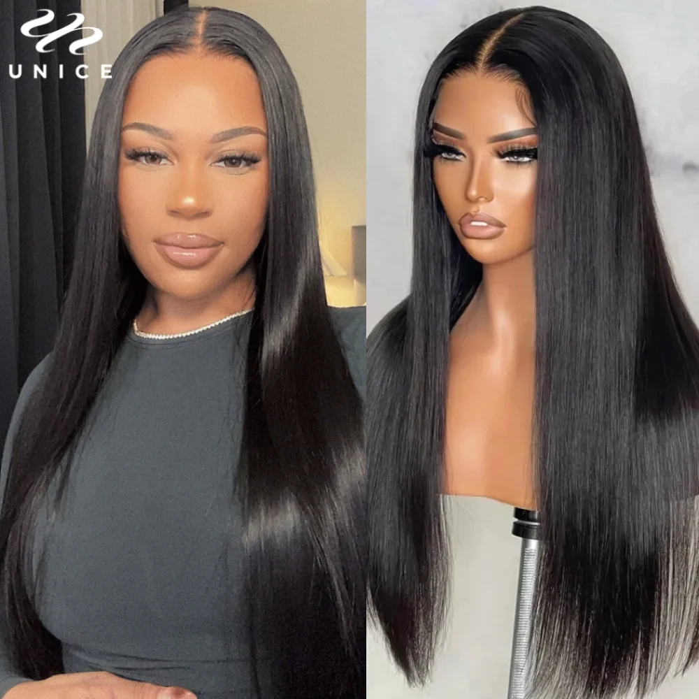 

UNice Hair 7x5 13x4 Pre Everything Frontal Wig Human Hair Straight Lace Front Wigs 150% Density Glueless Wig Ready To Wear