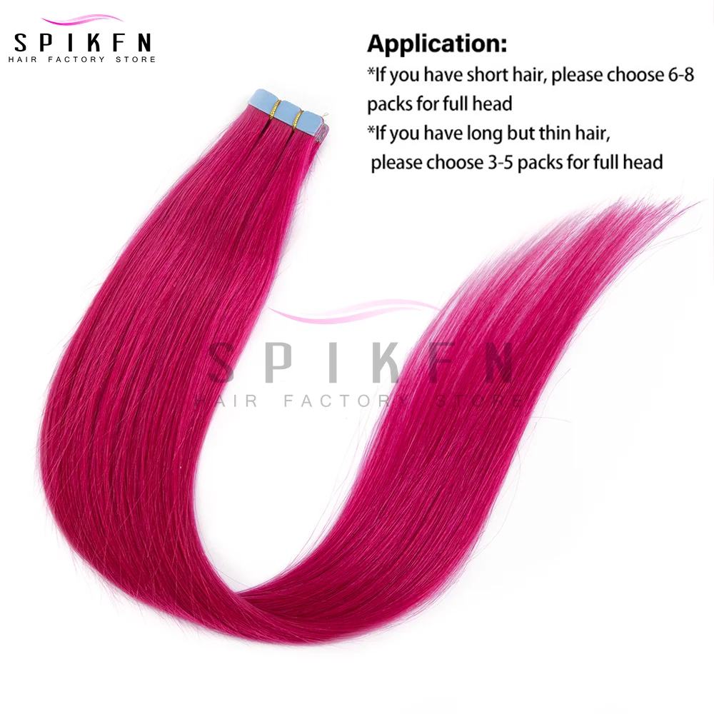 팬시 컬러의 인간의 머리카락으로 만든 SPIKFN 미니 테이프 12-20인치 아울렛 헤어스타일을 위한 천연 스트레이트 심리스 테이프 헤어 익스텐션