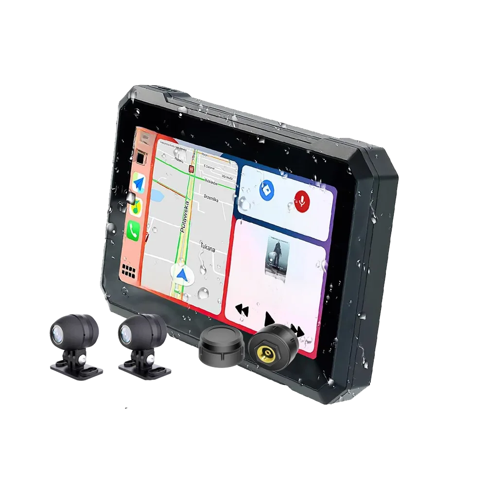 Neuester 7-Zoll Motorrad-GPS-Navigator mit CarPlay-Kamera & Reifendrucküberwachungssystem für Autos und Motorräder