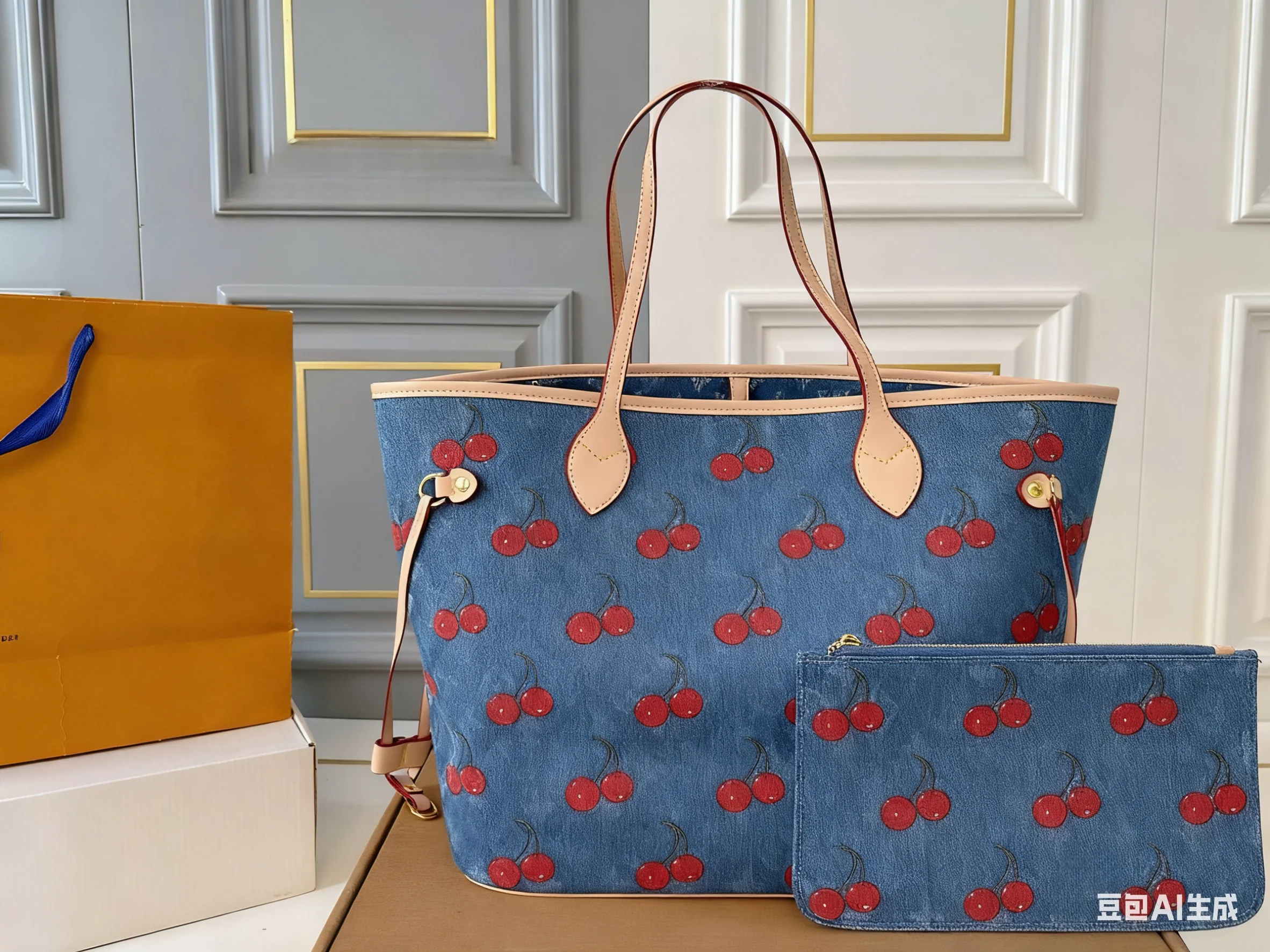 

2025 New Fashionable Versatile bags leather cherry Portable can be carried on the shoulder no boxes