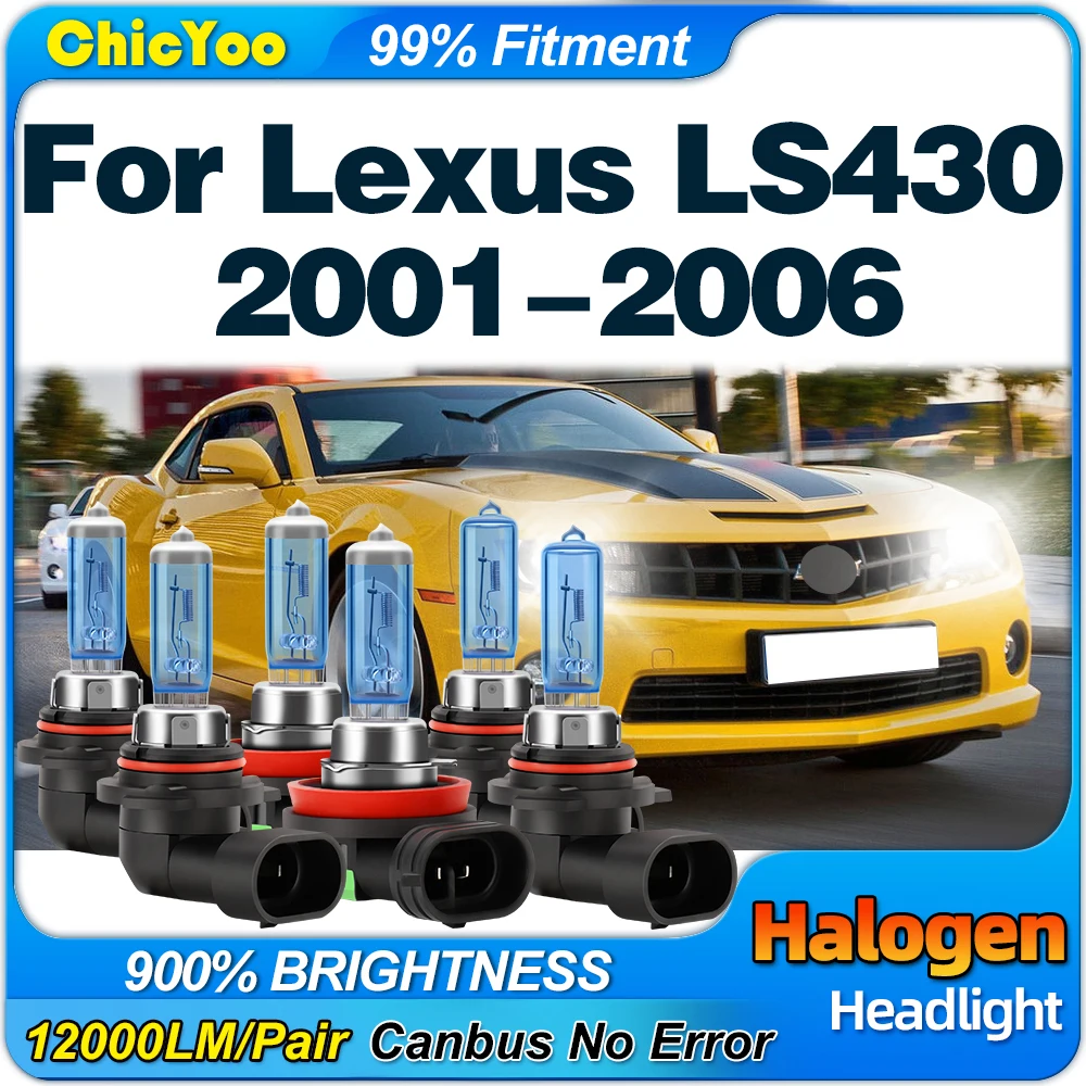 

30000LM +900% Brighter Car Halogen Headlight 12V 6000K White Auto Fog Lamps For Lexus LS430 2001 2002 2003 2004 2005 2006