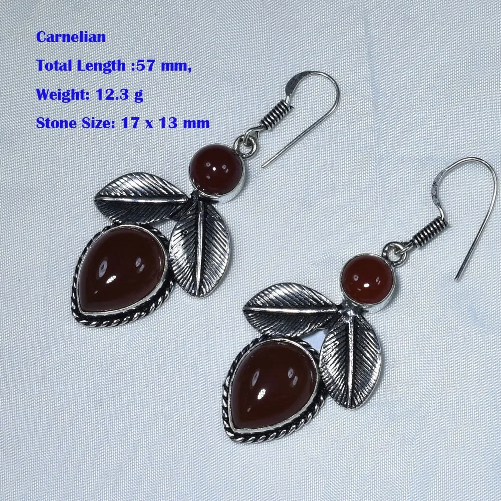 Genuine Shiva Eye Black Onyx Tiger Eye Carnelian Rose Quartz  Silvers Overlay Copper Earrings