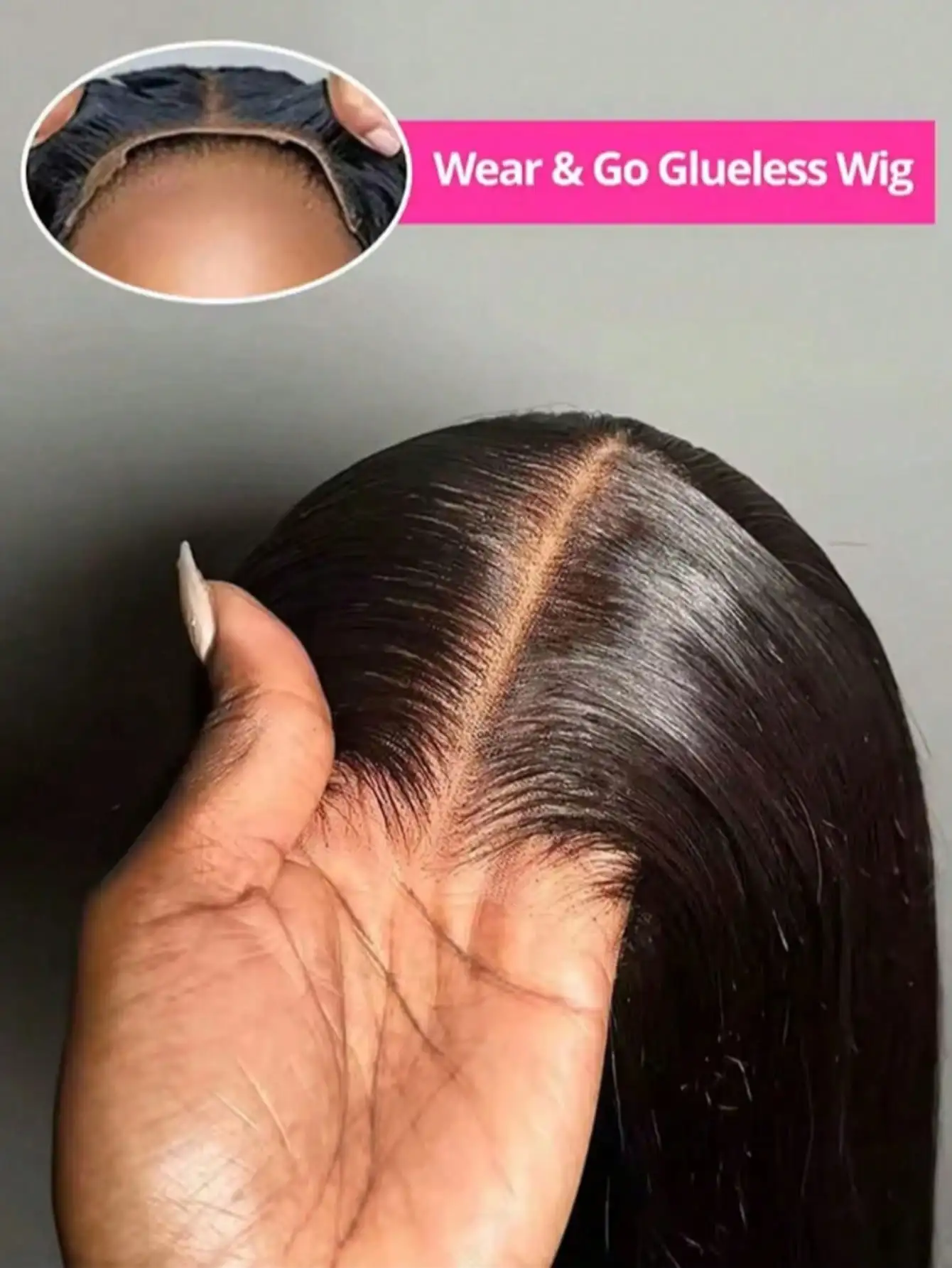 Wear And Go Gerade Perücke, 200 % Dichte, Echthaar, gerade, leimlose Perücken, vorgezupfte 13 x 4-Spitzenverschluss-Perücken für Frauen