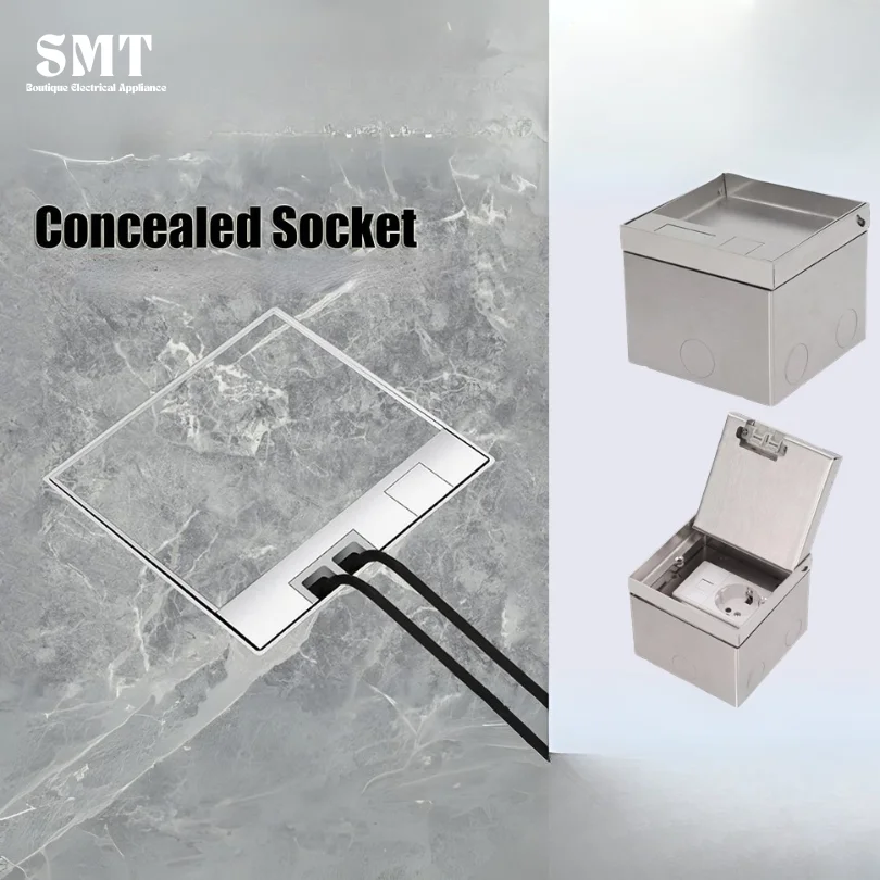 

Hidden Floor Socket Inlaid Built-In EU/US/UK Standard Plug Waterproof Embedded Multi Ports Outlet for Seamless Floor Integration