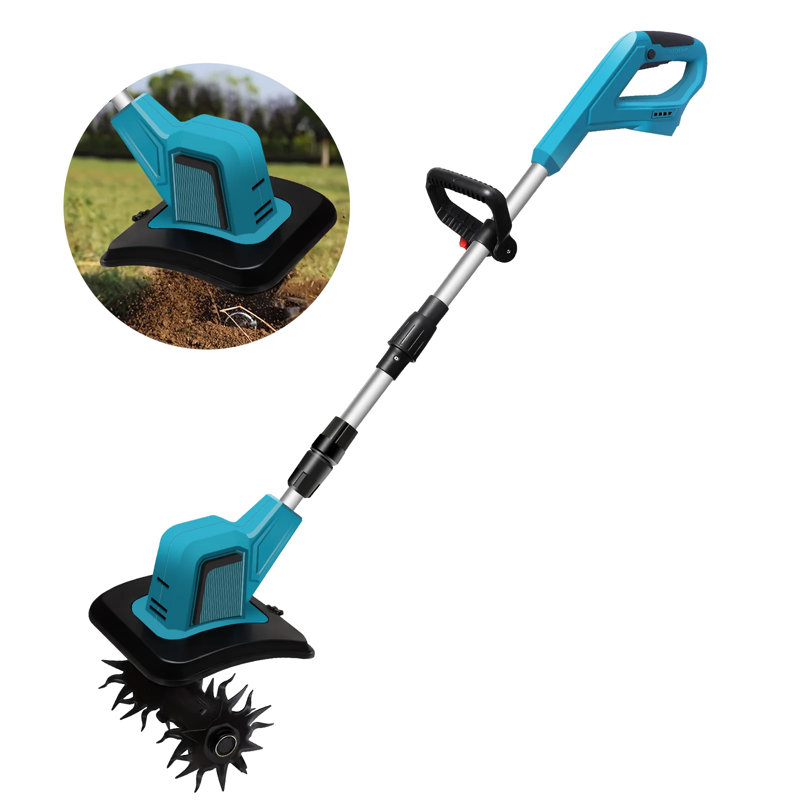 Cultivador rotativo de jardín eléctrico de 360RPM, cultivador rotativo inalámbrico con motor sin escobillas, plegable, adecuado para césped/jardinería/lavado de suelo