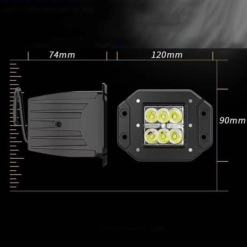 1PC Flush Mount Pods Vehicle Modified Light LED Off-road Front Bumper Light Ceiling Light Can Be Embedded 18W Square Fog Light
