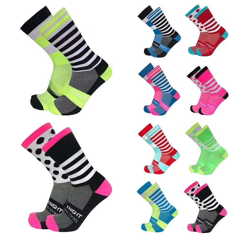 AliExpress NONE New Stripe Dot Cycling Socks Top Quality Professional Brand Sport Breathable Bicycle Sock Outdoor Racing Running Socks