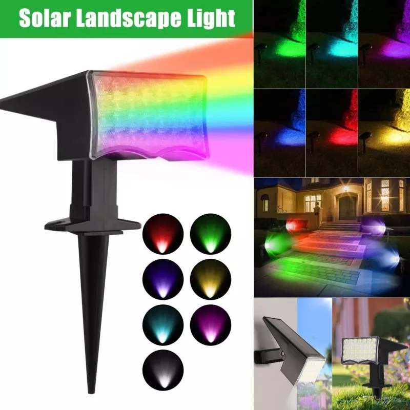 

Solar Garden Ground Lights Outdoor Waterproof IP65, Solar Landscape light RGB Multi-Color for Fence Yard Lawn Pathway Decoration