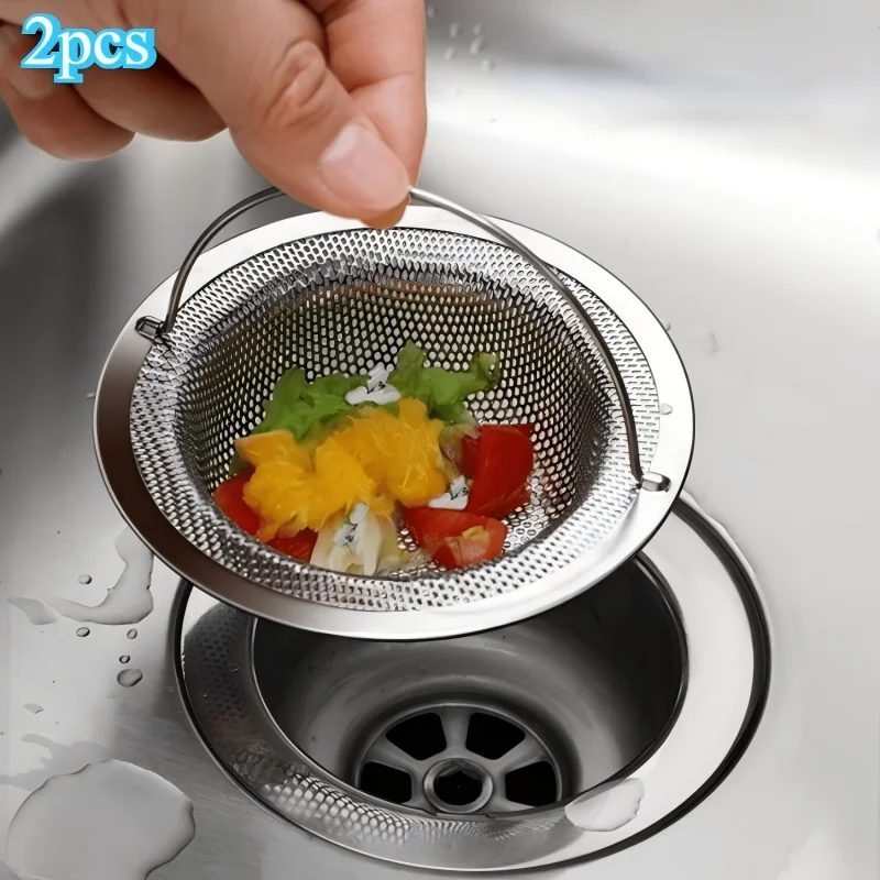 2pcs Kitchen Drainage Filter Screen, Anti Clogging Stainless Steel Sink Drip Tray, Suitable for Kitchens and Bathrooms,